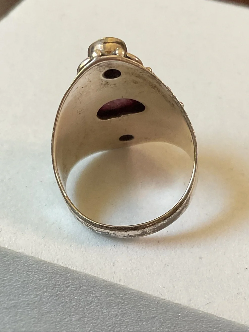 Vintage Sterling Silver Ruby Multi Gemstone Boho Ring Size 6